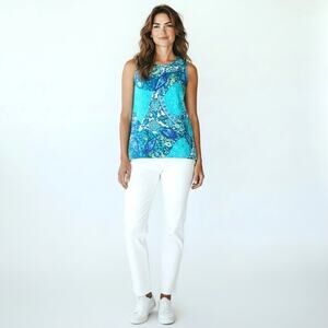 DIANE VON FURSTENBURG  Vintage Sleeveless Rayon Blouse Large  Coquette Preppy